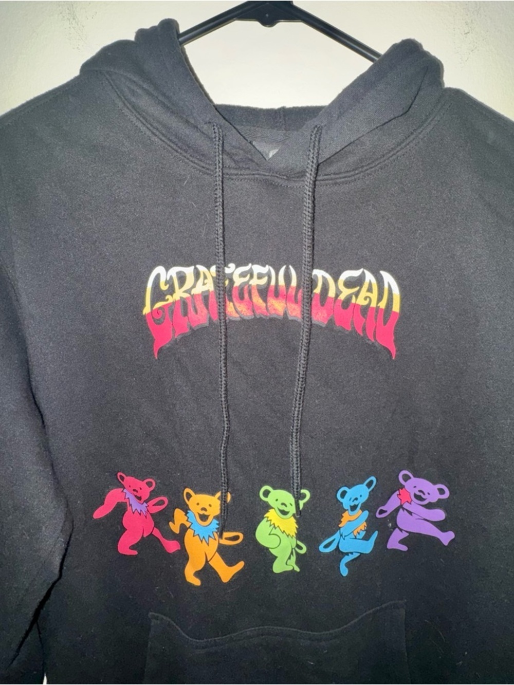 Grateful Dead Black Hoodie with Rainbow Dancing Bears